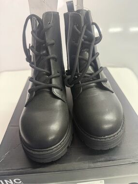 INC International Concepts Black Lace-Up Combat Boots
